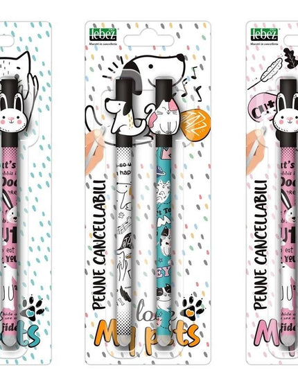 Uitwisbare balpen set - Animals - CuteStuff.nl